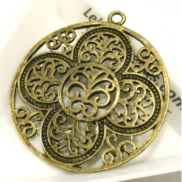 1x filigraner bronzefarben Anhänger 42x38mm Ornament - bronzefarben Schmuckanhänger - Leisure-Beads DIY