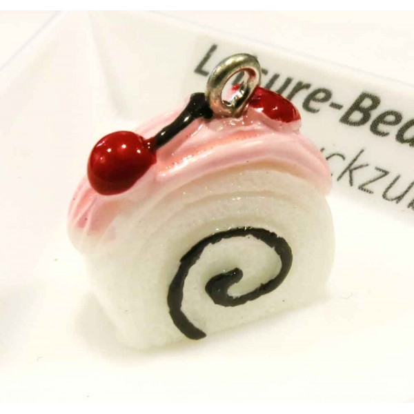 1x Sahneschnitte 17mm Resin Kuchen Schmuckanhänger - Schmuckzubehör - Leisure-Beads DIY