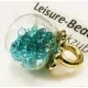 1x Glas Dome Anhänger 23x16mm mit türkis Glaskristallen Schmuckanhänger - goldfarben Schmuckzubehör - Leisure-Beads DIY