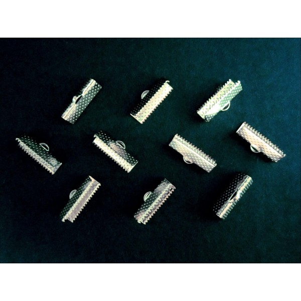 10x hellsilberfarbene Bandklemme 20mm Bandverbinder - Schmuckzubehör - Leisure-Beads DIY