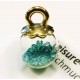 1x Glas Dome Anhänger 23x16mm mit türkis Glaskristallen Schmuckanhänger - goldfarben Schmuckzubehör