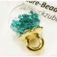 1x Glas Dome Anhänger 23x16mm mit türkis Glaskristallen Schmuckanhänger - goldfarben Schmuckzubehör
