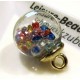 1x Glas Dome Anhänger mit bunten Glaskristallen Schmuckanhänger 21x16mm - goldfarben Schmuckzubehör