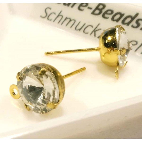 1 Paar Strass Ohrstecker mit Öse 18x11x8mm goldfarben - Schmuckzubehör Ohrringe basteln - Leisure-Beads DIY