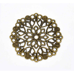 Leisure-Beads - 1x filigranes bronzefarben Ornament 35mm Anhänger / Aufnäher Streudeko - bronzefarben Bastelbedarf