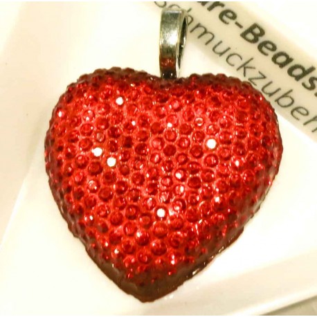 Leisure-Beads - 1x roter Herz Anhänger 37x29mm II. WAHL Strassherz - Schmuckzubehör