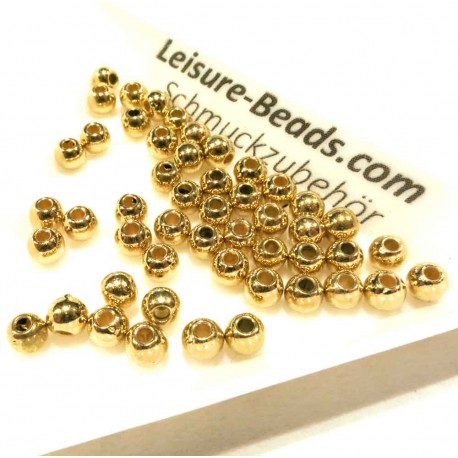 Leisure-Beads - 50x goldfarbene Perlen 4mm Acryl plattiert - Schmuckzubehör