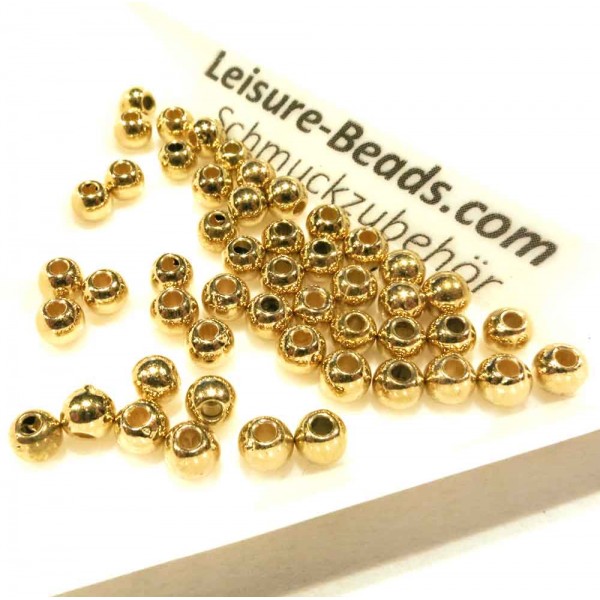 50x goldfarbene Perlen 4mm Acryl plattiert - Schmuckzubehör - Leisure-Beads DIY