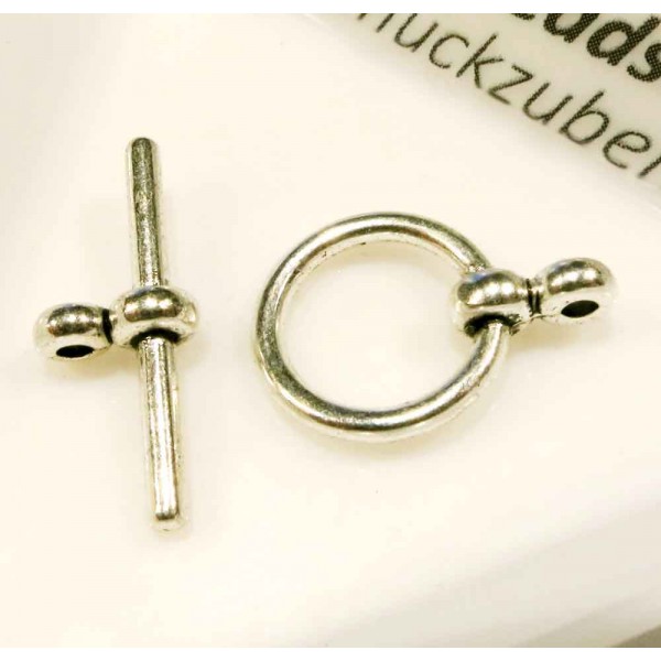 1x silberfarben Knebelverschluss Ringteil 17x12mm Toggle - Schmuckzubehör Schmuckverschluss - Leisure-Beads DIY