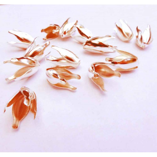 2x rosegoldfarben Perlenkappen 12x10mm Tulpenform Perlen Kappen - Schmuckzubehör rosegoldfarben Perlenkappe - Leisure-Beads DIY