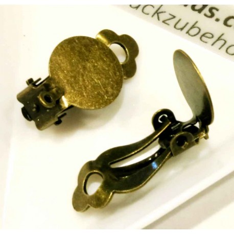 Leisure-Beads - 2x bronzefarben Ohrclips mit Öse 12x22mm zum Bekleben Ohr Clips - Schmuckzubehör Ohrclips basteln