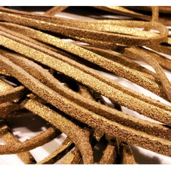 90cm goldfarbenes PU-Lederband 3mm mit Glitzer - Schmuckzubehör - Leisure-Beads DIY