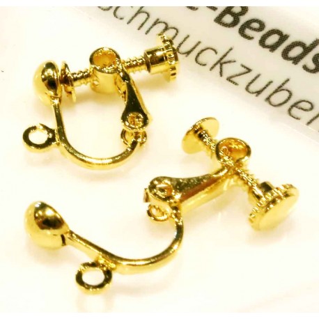 Leisure-Beads - 2x goldfarben Ohrclips 21x14mm zum Clippen und Drehen - Schmuckzubehör
