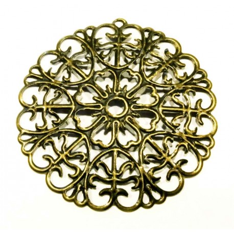 Leisure-Beads - 1x filigraner bronzefarben Anhänger 52mm Ornament - bronzefarben Schmuckanhänger