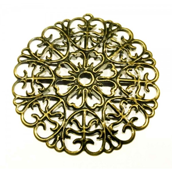 1x filigraner bronzefarben Anhänger 52mm Ornament - bronzefarben Schmuckanhänger - Leisure-Beads DIY