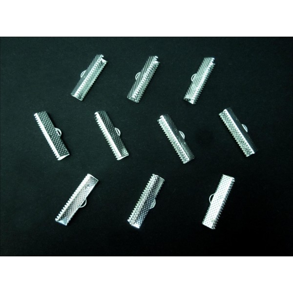 10x Bandklemme 25mm II WAHL hellsilberfarben - Schmuckzubehör
