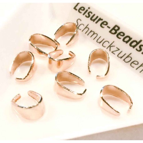 Leisure-Beads - 5x rosegoldfarben Collierschlaufe 8x6x4mm Anhängerhaken - Schmuckzubehör Collierschlaufe