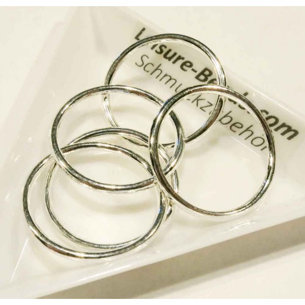 5x hellsilberfarbener Ring 24mm x 1,7mm geschlossen rund Bindering - Schmuckzubehör - Leisure-Beads DIY