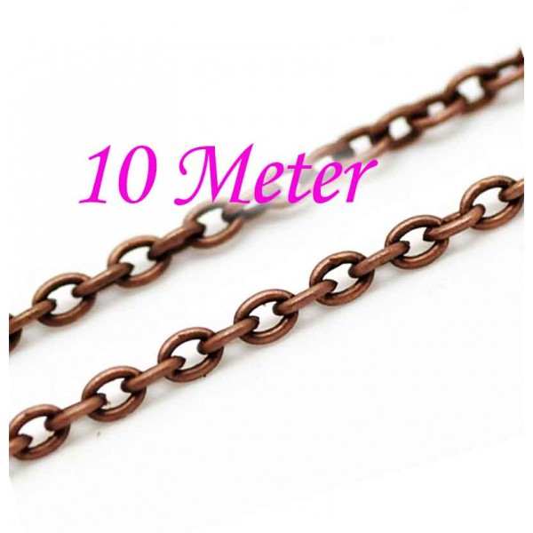 10m kupferfarbene Kette 3x2mm Gliederkette - Schmuckzubehör - Leisure-Beads DIY