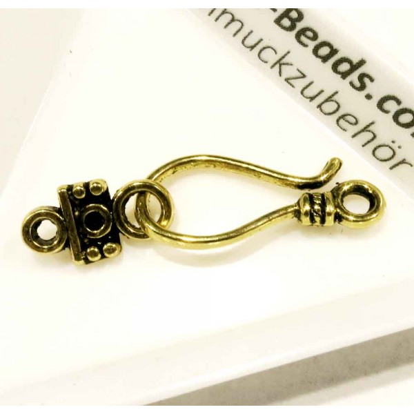 1x goldfarben Schmuckhaken 24x11mm Miederhaken Schmuckverschluss - Schmuckubehör Schmuckverschluss - Leisure-Beads DIY