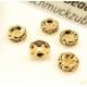 5x goldfarben Strass Rondelle 6mm runde Strassrondelle - Schmuckzubehör Rondell