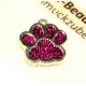 1x pink silber Pfote Anhänger 18x16mm Glitzer Pfotenabdruck - Schmuckzubehör