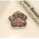 1x rosa silber Pfote Anhänger 18x16mm Glitzer Pfotenabdruck - Schmuckzubehör