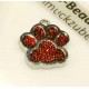 1x rot silber Pfote Anhänger 18x16mm Glitzer Pfotenabdruck - Schmuckzubehör
