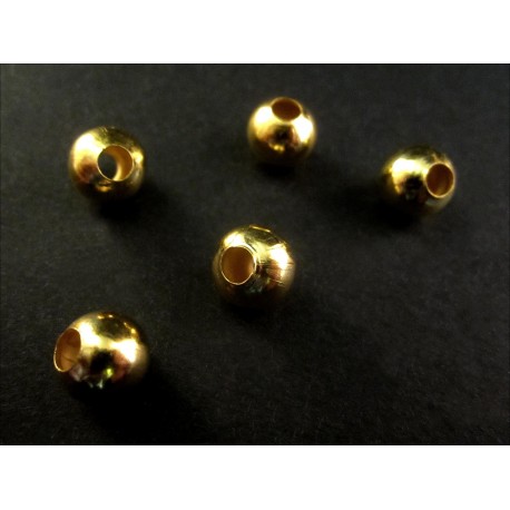 Leisure-Beads - 5x Metallperlen 8mm goldfarben Loch 3mm - Schmuckzubehör Metallperlen