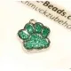 1x grün silber Pfote Anhänger 18x16mm Glitzer Pfotenabdruck - Schmuckzubehör - Leisure-Beads DIY