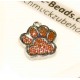 1x orange silber Pfote Anhänger 18x16mm Glitzer Pfotenabdruck - Schmuckzubehör