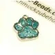1x türkis silber Pfote Anhänger 18x16mm Glitzer Pfotenabdruck - Schmuckzubehör - Leisure-Beads DIY