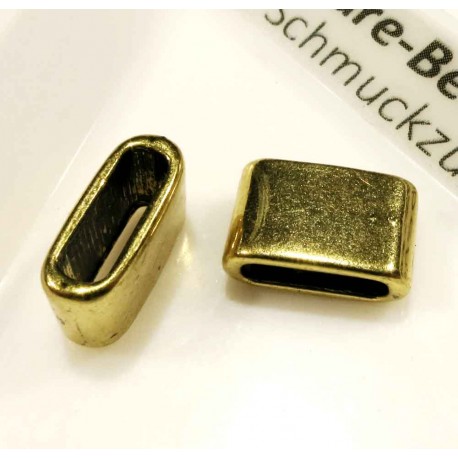 Leisure-Beads - 1x antikgoldfarben Schiebeperle 12x8x5mm innen 9x3mm schlichte - Schmuckzubehör Schiebeperle