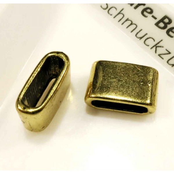1x antikgoldfarben Schiebeperle 12x8x5mm innen 9x3mm schlichte - Schmuckzubehör Schiebeperle - Leisure-Beads DIY