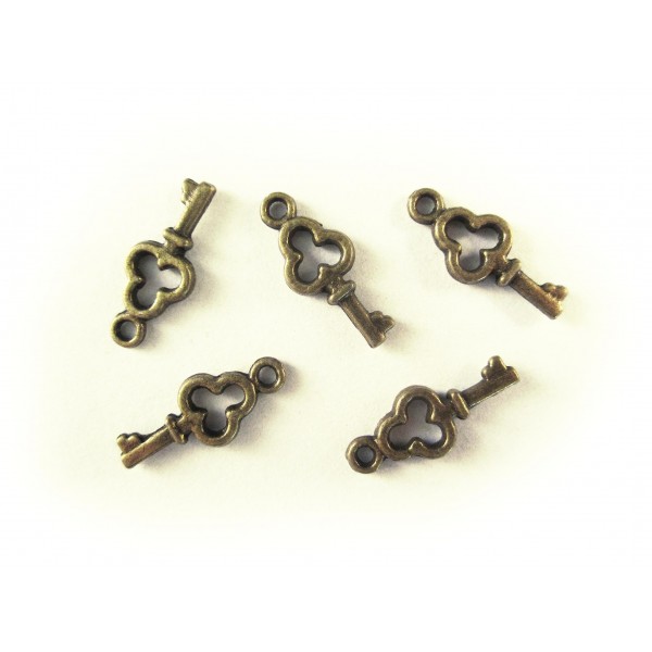 5x bronzefarben Schlüssel 6x16mm Schmuckanhänger - Schmuckzubehör - Leisure-Beads DIY