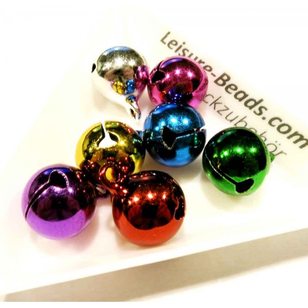 10x bunte Glöckchen 16x12mm im Mix als Schmuckanhänger - Schmuckzubehör - Leisure-Beads DIY