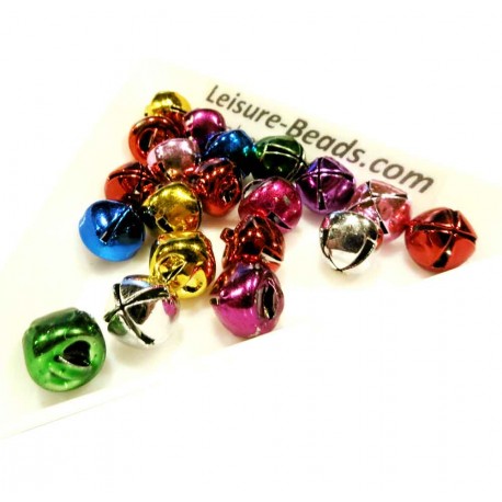 Leisure-Beads - 10x bunte Glöckchen 8x8mm im Mix als Schmuckanhänger - Schmuckzubehör