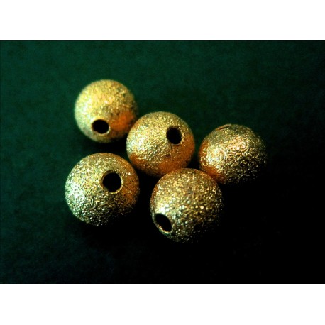 Leisure-Beads - 5x Stardust 8mm angerauhte Metallperlen goldfarben Kugel Spacer - Schmuckzubehör Metallperlen