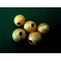 5x Stardust 8mm angerauhte Metallperlen goldfarben Kugel Spacer - Schmuckzubehör Metallperlen