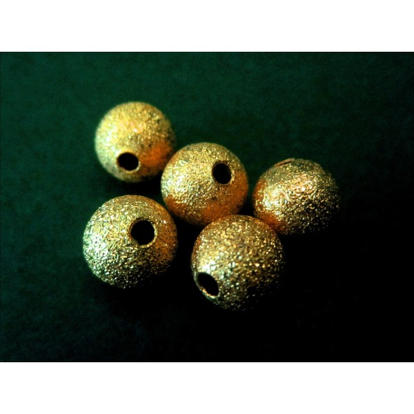 5x Stardust 8mm angerauhte Metallperlen goldfarben Kugel Spacer - Schmuckzubehör Metallperlen - Leisure-Beads DIY