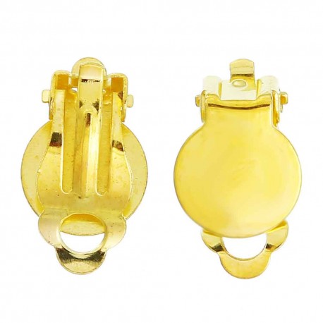 Leisure-Beads - 2x goldfarben Ohrclips 17x10mm zum Bekleben Ohr Clips - Schmuckzubehör Ohrclips basteln