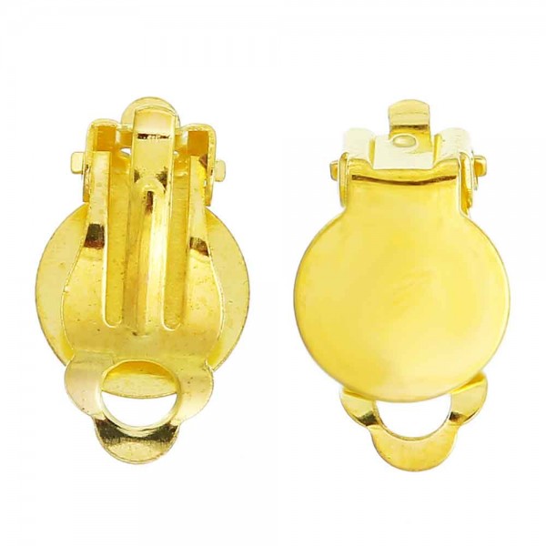 2x goldfarben Ohrclips 17x10mm zum Bekleben Ohr Clips - Schmuckzubehör Ohrclips basteln - Leisure-Beads DIY