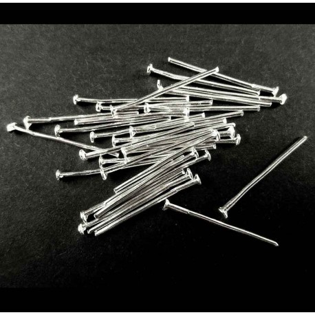 Leisure-Beads - 30 Nietstifte 22mm hellsilberfarben Schmuckdraht mit Kopf - Schmuckzubehör