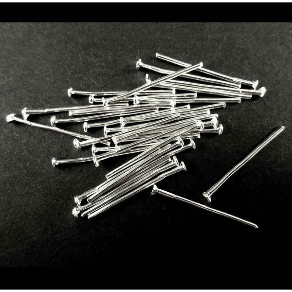 30 Nietstifte 22mm hellsilberfarben Schmuckdraht mit Kopf - Schmuckzubehör - Leisure-Beads DIY