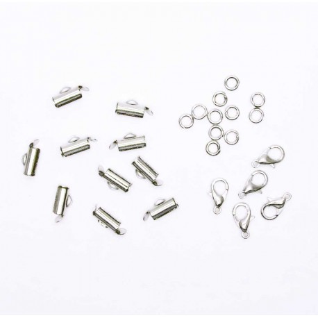 Leisure-Beads - 10x 10mm silberfarbene Perlenband Verbinder als Set - Schmuckzubehör