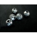 5x silberfarbene 6x6mm Metallperlen Rosenmotiv Spacer - Schmuckzubehör Metallperle