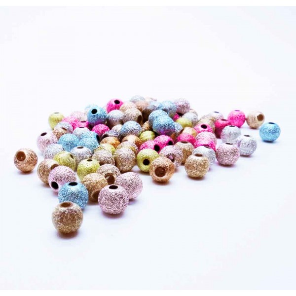 100 bunte ACRYL Perlen Stardust 6mm angerauhte Acrylperlen im bunten Perlenmix - Schmuckzubehör Acrylperlen - Leisure-Beads DIY