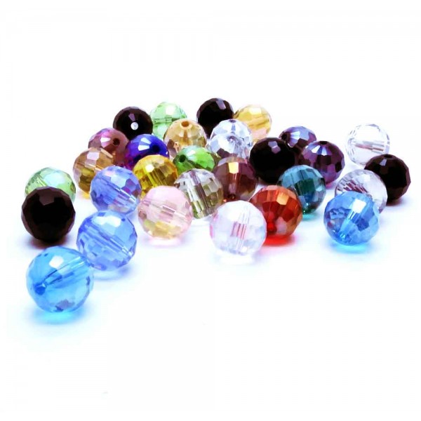 30x 10mm Glasperlen mit Glanz im bunten Perlenmix - buntes Schmuckzubehör - Leisure-Beads DIY
