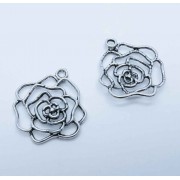1x silber Rose Anhänger 29x26mm Schmuckanhänger - Schmuckzubehör