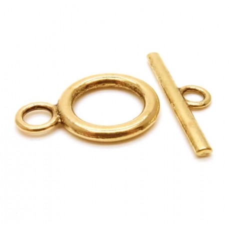 Leisure-Beads - 1x goldfarben Knebelverschluss Ringteil 20x14mm Toggle - Schmuckzubehör